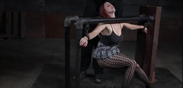  Flogged submissive babe sucking on dildo
